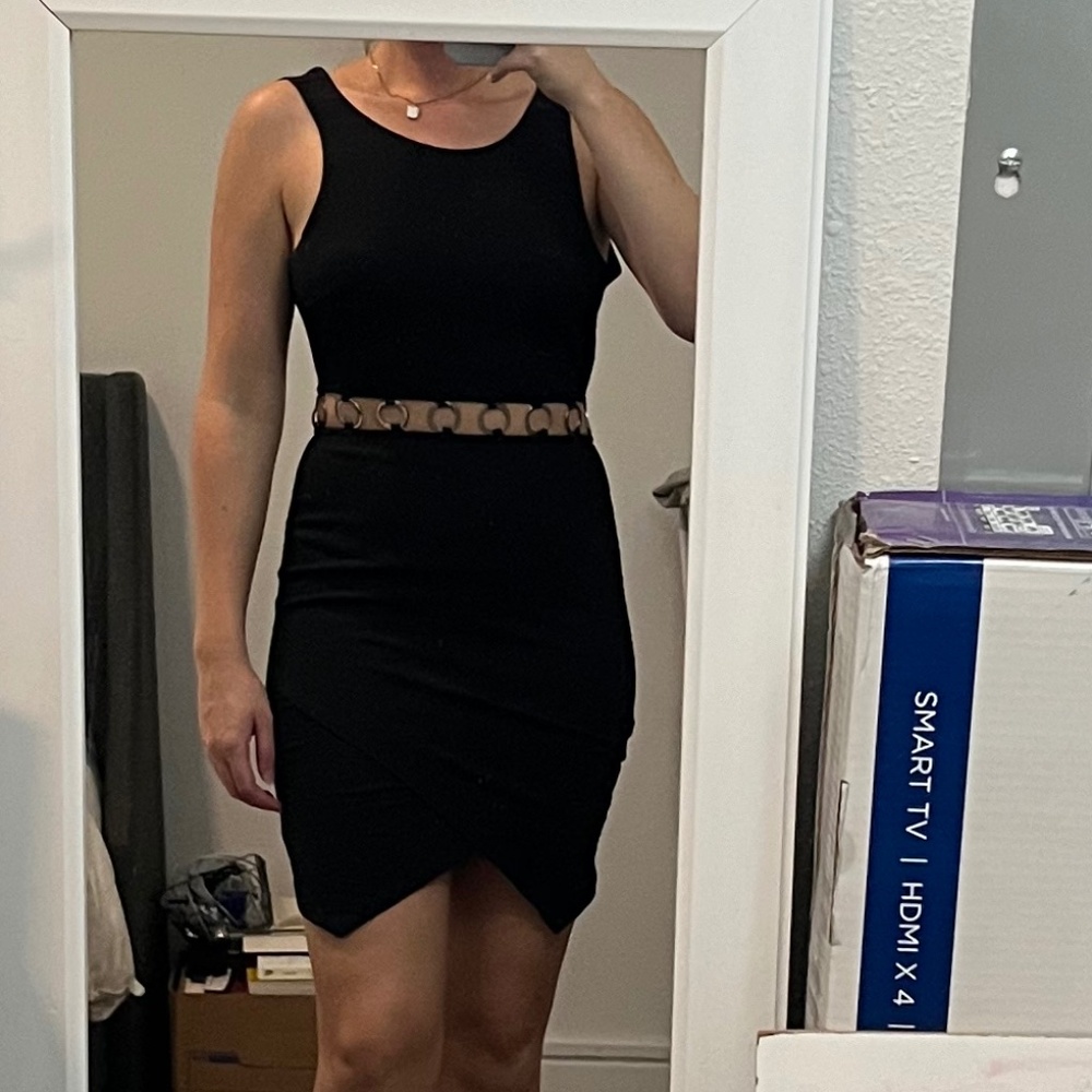 M Aqua Black Dress With Cut Out in Middle